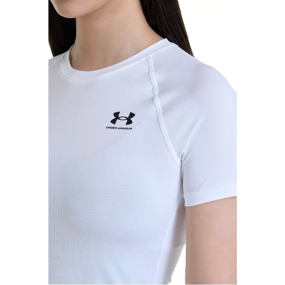 Under Armour HeatGear Compression Short Sleeve Performance Top White Women’s Sm - Picture 14 of 15